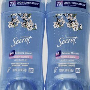 2 Pack Secret Ph Balancing Minerals Cherry Blossom Clear Gel Deodorant 2.6oz